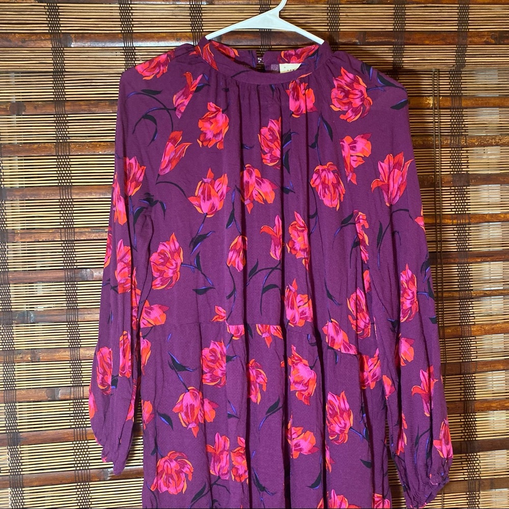 Purple maxi dress with pink flowers